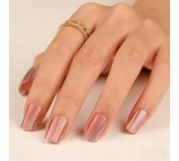 Uñas postizas cortas MouyouGlow,cuadradas desnudas rosa Cat Eye Chrome Glazed Donut Design Short Press on Nails,Pink Natürlich Natural Verano INS Artificial Acryl Fake Nails