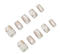 Uñas postizas cuadradas a presión con diseño de ojos de gato, con diseños florales, cubiertas completas, uñas acrílicas, uñas artificiales