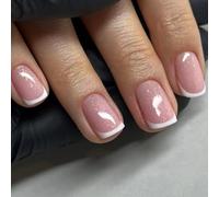 Uñas postizas cuadradas a presión, con lentejuelas, pegamento en acrílico artificial, 24 unidades, para mujeres y niñas, diseño de uñas postizas