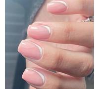 Uñas postizas cuadradas a presión con purpurina en 12 tamaños, 24 piezas de puntas francesas para decoración de bricolaje, uñas postizas