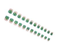 Uñas postizas cuadradas a presión, diseño de trébol, 12 tamaños, 24 unidades, puntas de uñas francesas para decoración de uñas