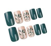 Uñas postizas cuadradas a presión, uñas postizas con pegamento, uñas acrílicas artificiales, 12 tamaños, 24 piezas para mujer