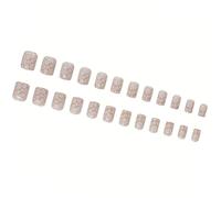 Uñas postizas cuadradas cortas con estampado de copo de nieve para mujer, uñas postizas a presión, decoración de uñas de manicura para fiestas de vacaciones