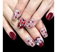 Uñas postizas cuadradas de San Valentín, uñas postizas de ojo de gato, uñas postizas adhesivas, uñas acrílicas, 5 tamaños
