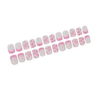 Uñas Postizas Cuadradas Para Día De Valentín Con Diseños De Corazones Y Letras Prensadas Artificiales Para Mujeres 24 Uds.