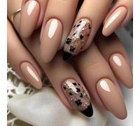 Uñas postizas de almendra, uñas postizas con pegamento en las uñas pegadas, uñas postizas a presión, uñas postizas artificiales para mujeres y niñas