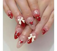Uñas postizas de almendra, uñas postizas con pegamento en las uñas pegadas, uñas postizas a presión, uñas postizas artificiales para mujeres y niñas