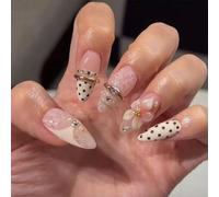 Uñas postizas de color lechoso, arte floral 3D para la | Gotas de agua Uñas postizas para un uso duradero Varias ocasiones Fácil de aplicar para cualquier evento de la vida