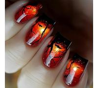 Uñas postizas de Halloween, 24 unidades/juego, diseño de telaraña fantasmal, durabilidad, prensado Artificial para fiestas temáticas falsas