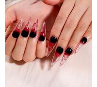 Uñas postizas de Halloween con efecto sangre - uñas transparentes de Halloween con efecto de sangre que gotea. Uñas postizas duraderas para mujeres y adolescentes, vampiros/brujas cosplay fiesta Nail