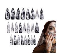Uñas postizas de Halloween de terror, Halloween lleva una uña falsa, Art Punk Horror usando uñas, Impresión de uñas de punta larga de Halloween en uñas postizas para hombres, adultos, todas las edades
