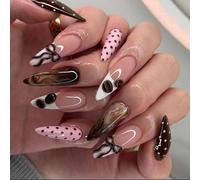 Uñas postizas degradadas, punta francesa, ABS, tipo prensa, uñas de larga duración, arte para bodas, fiestas, ocasiones, punta francesa, elegante, diseño floral, falsas, bodas, fiestas, cómodas