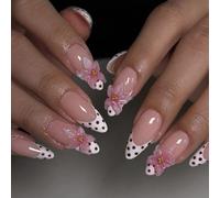 Uñas postizas elegantes esculpidas florales ABS tipo prensa, fácil aplicación, larga duración, para eventos nupciales, oficina, arte de uñas