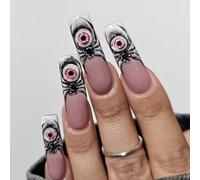 Uñas postizas espeluznantes para disfraz de Halloween con diseño de tubo extendido, para fiesta de Halloween, pezuñas fraudulentas, moda francesa moderna