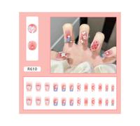 Uñas postizas europeas, uñas postizas con sellado UV, acabado brillante, cobertura total, uñas artificiales para mujer.