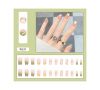Uñas postizas europeas, uñas postizas con sellado UV, acabado brillante, cobertura total, uñas artificiales para mujer.