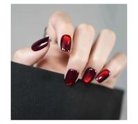 Uñas Postizas Fake Nails Square Head Cat's Eye French Nail Glitter Powder Press on Nails Waterproof Faux Fingernails Christmas False Nails(KX100215)