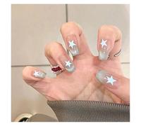 Uñas Postizas Fake Nails Square Head Cat's Eye French Nail Glitter Powder Press on Nails Waterproof Faux Fingernails Christmas False Nails(BB11)