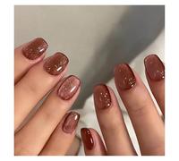 Uñas Postizas Fake Nails Square Head Cat's Eye French Nail Glitter Powder Press on Nails Waterproof Faux Fingernails Christmas False Nails(AA11)