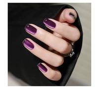 Uñas Postizas Fake Nails Square Head Cat's Eye French Nail Glitter Powder Press on Nails Waterproof Faux Fingernails Christmas False Nails(Color22)