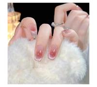 Uñas Postizas Fake Nails Square Head Cat's Eye French Nail Glitter Powder Press on Nails Waterproof Faux Fingernails Christmas False Nails(AA8)