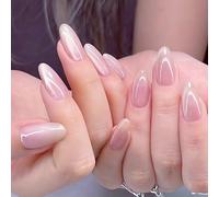 Uñas postizas francesas hechas a mano naturales para salón de belleza, uñas postizas cortas para trabajo y tareas domésticas, 15 tamaños, 30 unidades, reutilizables, brillantes, ojos de gato, no