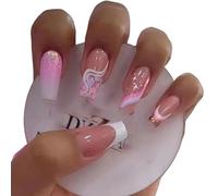 UñAs Postizas Juego de uñas postizas mariposas colores a la moda con diseños for manicura, longitud media y larga(13)