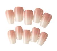 Uñas postizas largas de ataúd a presión, cobertura completa, punta francesa, rosa y blanco, para entusiastas de las uñas, productos de belleza de uñas