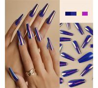 Uñas postizas largas de bailarinas, uñas postizas fluorescentes de ataúd, uñas postizas completas, uñas artificiales desmontables a presión