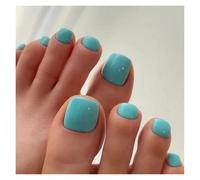 Uñas Postizas Nude Color Press on Toenails Full Cover Solid Cover Fake Toes Nails Short Square False Nail Tips for Summer Women Feet Decor(Color8)