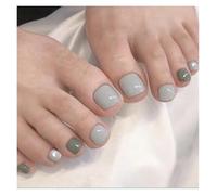 Uñas Postizas Nude Color Press on Toenails Full Cover Solid Cover Fake Toes Nails Short Square False Nail Tips for Summer Women Feet Decor(Color7)