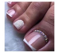 Uñas Postizas Nude Color Press on Toenails Full Cover Solid Cover Fake Toes Nails Short Square False Nail Tips for Summer Women Feet Decor(Color6)