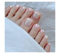 Uñas Postizas Nude Color Press on Toenails Full Cover Solid Cover Fake Toes Nails Short Square False Nail Tips for Summer Women Feet Decor(Color5)