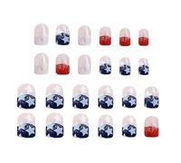 Uñas postizas presión del 4 de julio, diseño de bandera, diseño patriótico de estrellas y rayas, para tema del Día de la Independencia