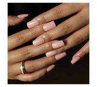 Uñas Postizas Solid Color Wearable Nail Art Fashion Red Blue Rose Pink Square Shape Finished False Nails Press on Nails with Glue(Color1)