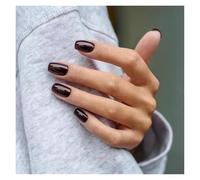 Uñas Postizas Solid Color Wearable Nail Art Fashion Red Blue Rose Pink Square Shape Finished False Nails Press on Nails with Glue(Color10)