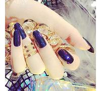 Uñas postizas Uñas postizas Ataúd Uñas postizas largas Brillo acrílico Puntas de uñas postizas Cubierta completa Stick on Nails 24 piezas para mujeres y niñas