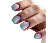 UñAs Postizas Uñas postizas de cabeza cuadrada, resistentes al agua, fáciles usar, color nude, con degradado, cobertura total, for mujeres(AA4)