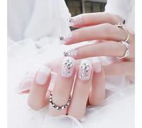 Uñas PostizasPuntas De Uñas Para Boda Uñas Postizas Moda Nupcial Uñas Francesas Brillo Artificial Diamantes De Imitación De Cristal Cobertura Total Puntas De Uñas Postizas