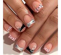 Uñas prensadas populares en dulces colores pastel con puntos ondulados únicos y formas geométricas para belleza sencilla Hermosas uñas postizas