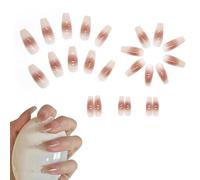 Uñas Press On - Diseño Francés Preformadas con Adhesivo en la Punta - 24 Uñas Artificiales Francesas De Aplicación Rápida - Para Mujeres Niñas Salón Manicura Fiesta Cita Reunión