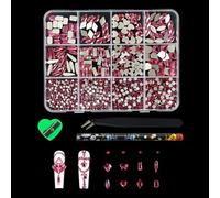 Uñas profesionales de resina para uñas, suministros de arte, 12 compartimentos para manicura y pedicura personalizadas, uñas de resina, color bola, cuentas planas