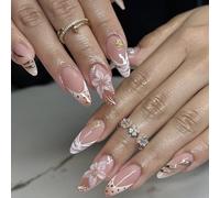 Uñas tipo prensa, efecto mármol, detalles de lámina dorada, detalles hechos a mano, cómodo ABS para manicura de eventos formales