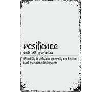 UNBARD Resilience Definition - Letrero inspirador para decoración de pared, diseño de terapeuta, cita inspiradora, letrero de estaño de metal, letrero de bienestar, póster novedoso para pared, cueva