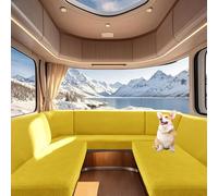 UNBBRRL Funda De Cojín De Sofá Extensible para Autocaravana, Jacquard Protector De Cojín Sofa para RV Comedor, Fundas De Cojín para Couch con Correas (Yellow,Backrest XL (1pc))