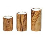 Unbekannt 3 Velas de Soporte de Madera de Olivo