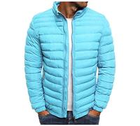 unbekannt Chaqueta de invierno para hombre, talla grande, con cremallera, chaqueta de invierno, chaqueta de moda, plumón, primavera, hombre, azul claro, L