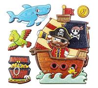 Unbekannt Ideas con corazón Pegatinas en Madera, diseño de Barco Pirata, 18 x 17,5 cm, de Pared, Relieve de Pegatinas, Artémio - Pegatinas en Colores Vivos para niños