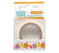 Unbekannt III Washi Tape Happy Birthday, 1 rollo, 1,5 cm x 10 m, multicolor, no