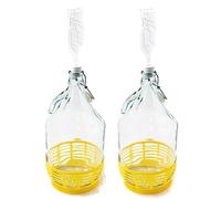 Unbekannt Juego de 2 botellas de 5 L + tapón + tubo de fermentación de vino, botella de cristal con cierre hermético
